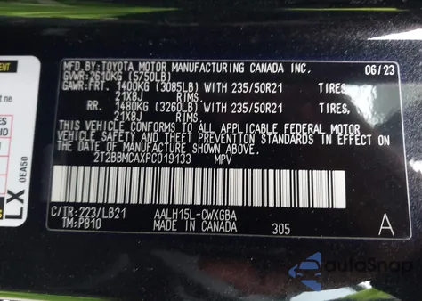 2023 Lexus Rx 350H Premium Plus from USA, damaged, VIN 2T2BBMCAXPC019133